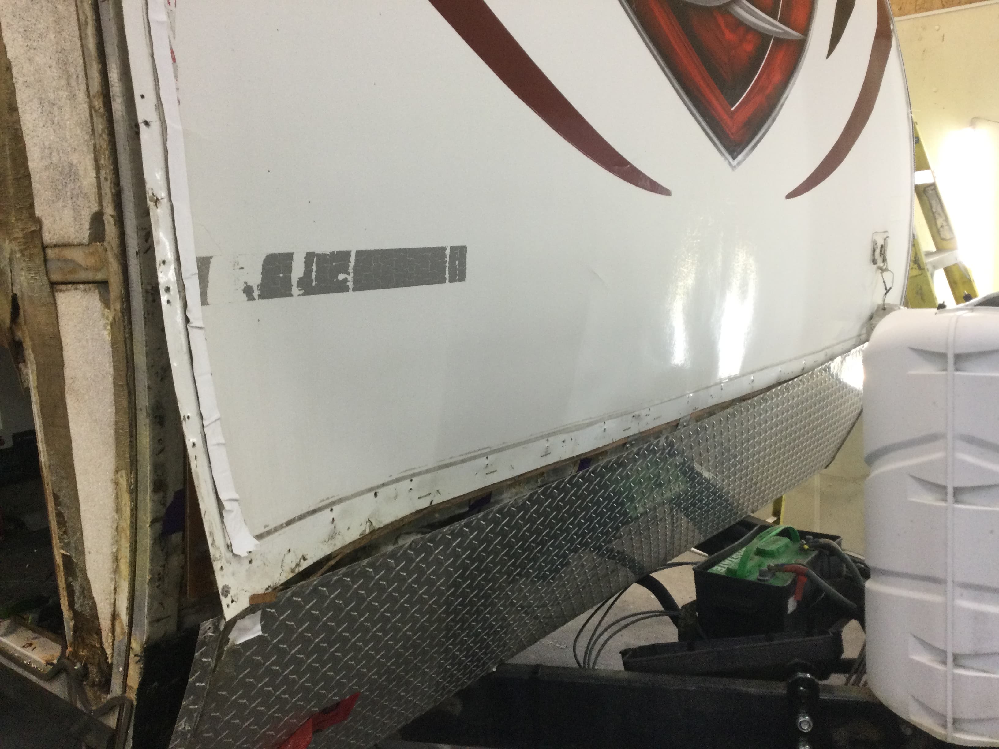 water damaged side - bottom angle